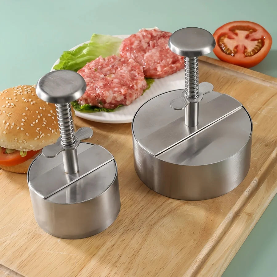 Prensa para Hamburguesas, Acero Inoxidable 304, Antiadherente, Molde Redondo Manual para Bolas de Arroz, Grosor Ajustable, Herramientas de Cocina para Carne de Res y BBQ