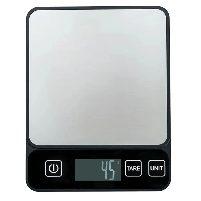 Báscula de alimentos de 10 kilogramos, báscula de cocina digital en gramos y onzas, báscula precisa de 1 g, fácil de limpiar, acero inoxidable