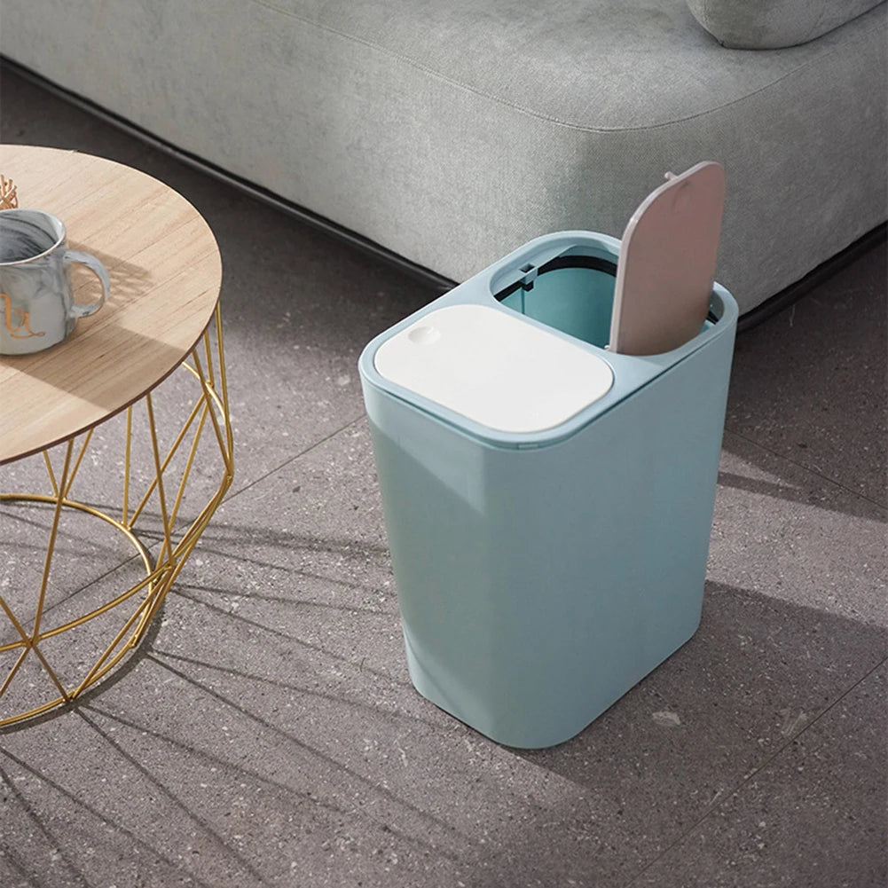 Cubo de basura de cocina de 15L Doble reciclaje 2 secciones Decoración del hogar Sala de estar Dormitorio Baño