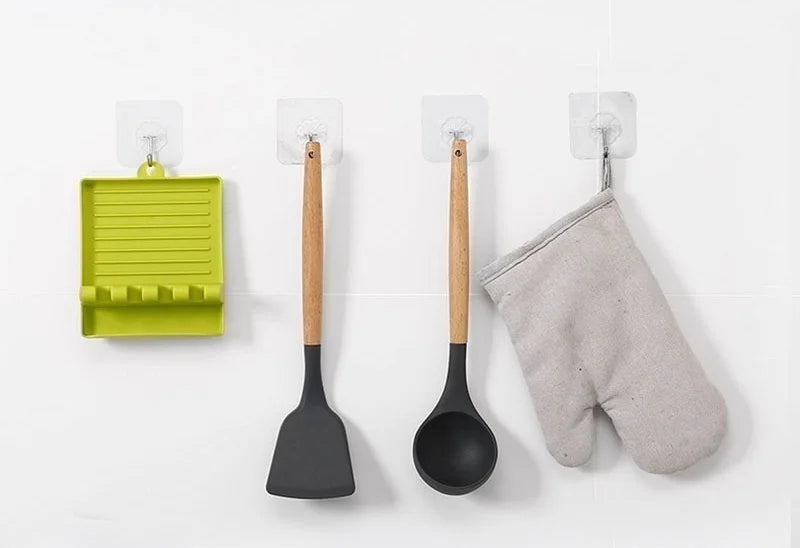 Soporte para cucharas de cocina, soporte para tenedores y espátulas, estante de almacenamiento, soporte para palillos de plástico, almohadilla antideslizante para cucharas, conveniente y práctico