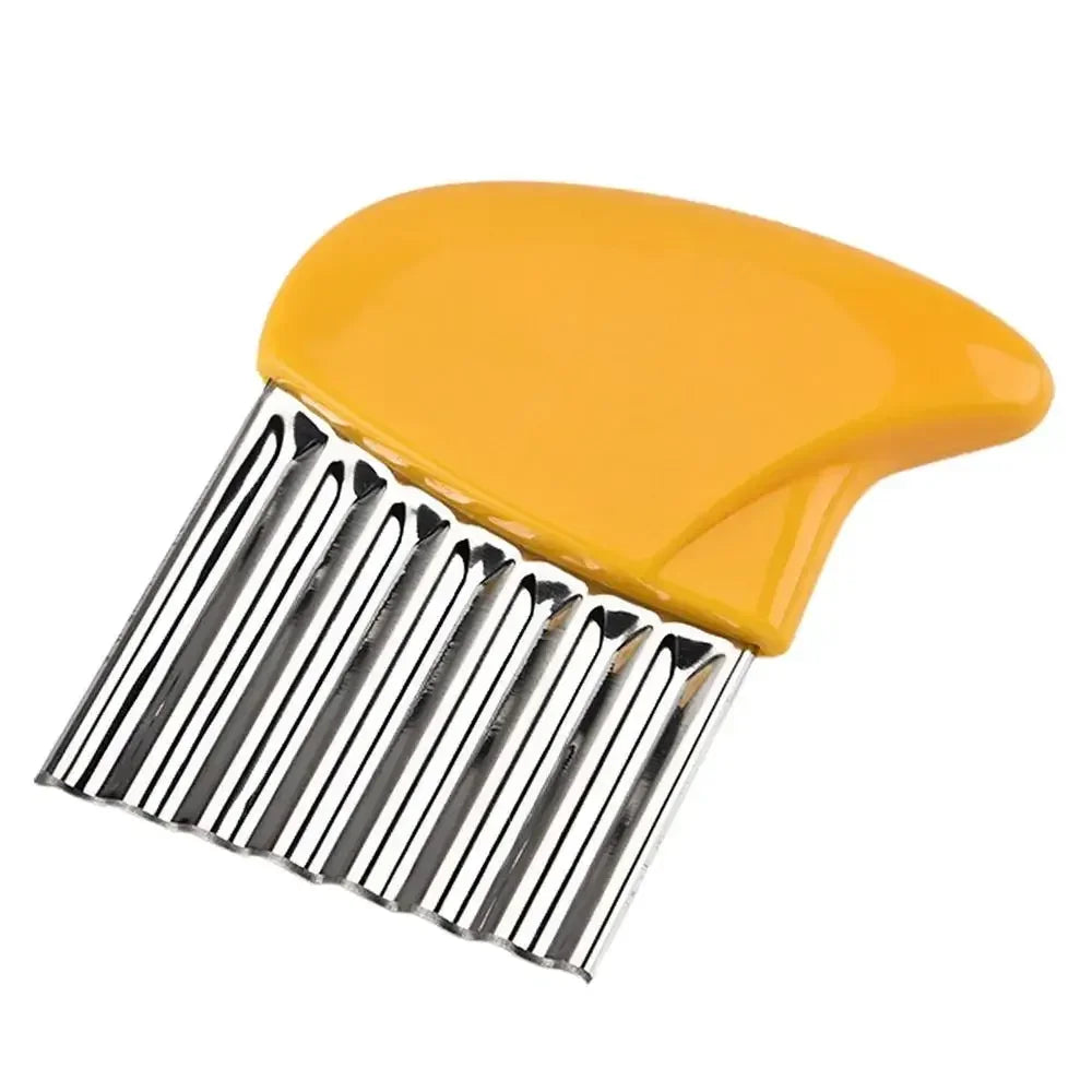 Cortador de Papas de Acero Inoxidable, Cortador de Verduras y Frutas, Cuchillo Ondulado Acanalado, Gadget de Cocina para Papas Fritas