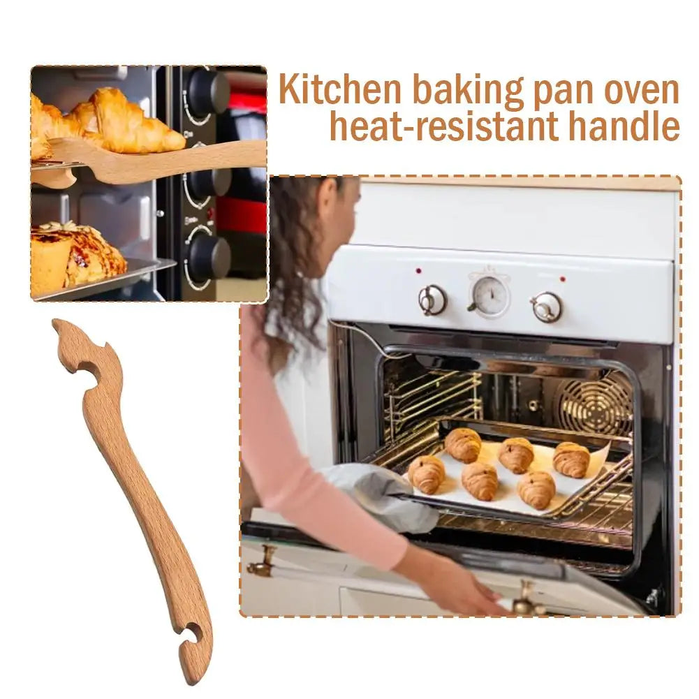 Extractor de Rejilla de Horno de Madera Antideslizante Mango de Madera Resistente al Calor Suave Para Hornear Asar Cocinar Accesorio de Horno 1/2/5 unidades