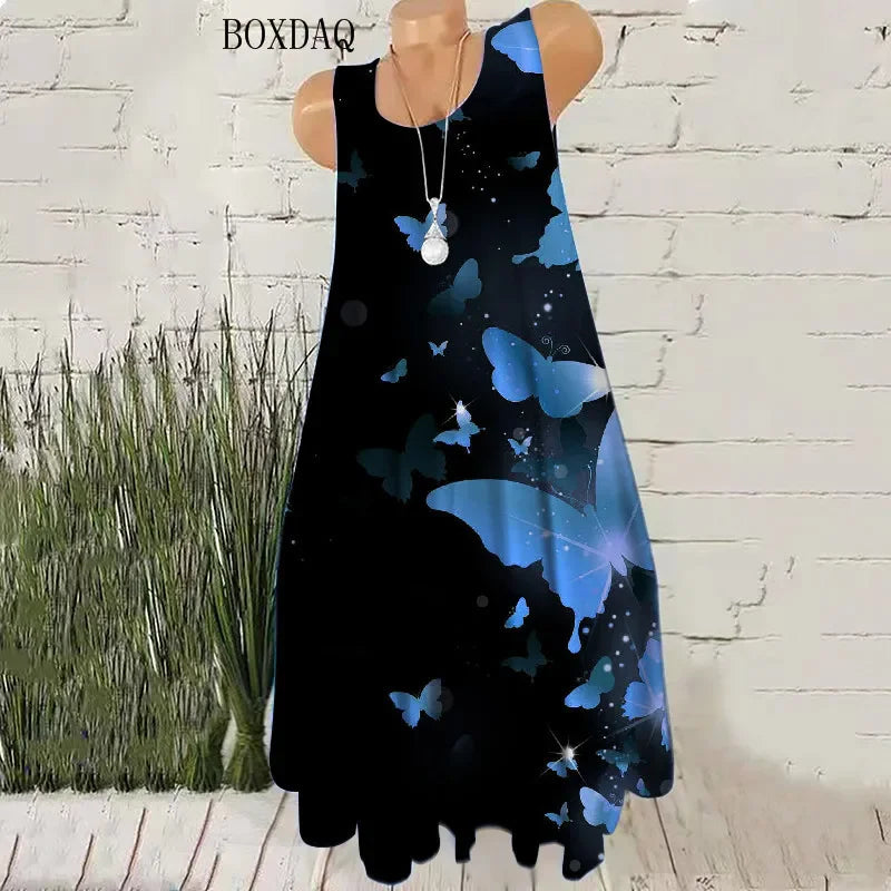 Vestido Playero Suelto de verano con Estampado Vibrante