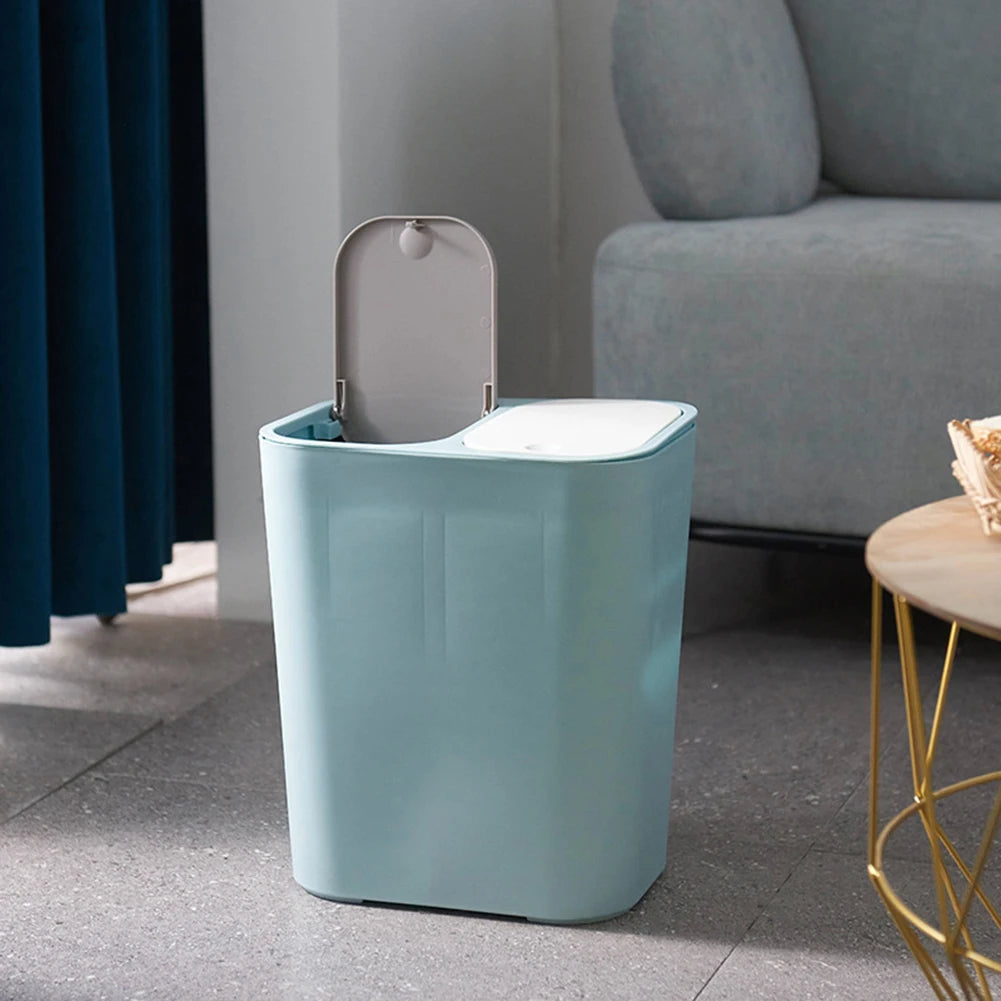 Cubo de basura de cocina de 15L Doble reciclaje 2 secciones Decoración del hogar Sala de estar Dormitorio Baño