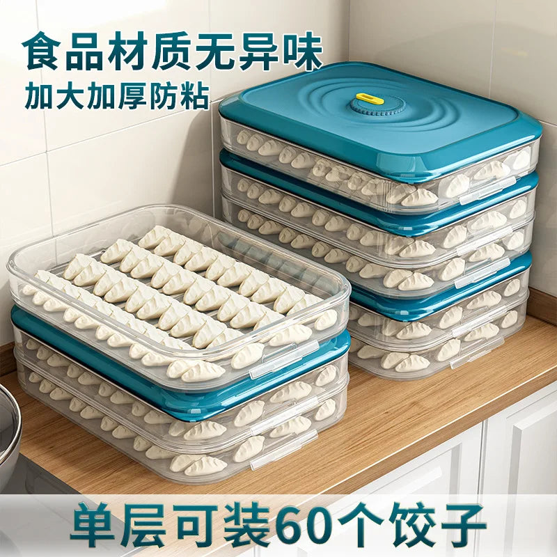 Caja de Almacenamiento de Dumplings, Congelador de Refrigerador, Caja de Congelación Rápida de Dumplings de Grado Alimenticio, Caja de Conservación de Plástico Sellada