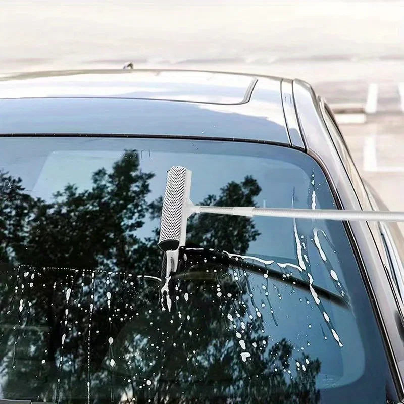 1 pieza Limpiador de Ventanas con Escurridor 2 en 1 Palo Retráctil Cepillo para Limpiar Ventanas Herramienta de Limpieza de Vidrio para Coche y Puerta de Ducha