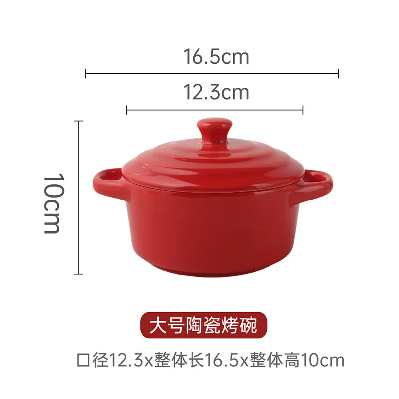 1 pieza de cuenco pequeño de cerámica con doble asa - Seguro para horno para flan de huevo al vapor, sopa casera, pudín, horneado y guisos