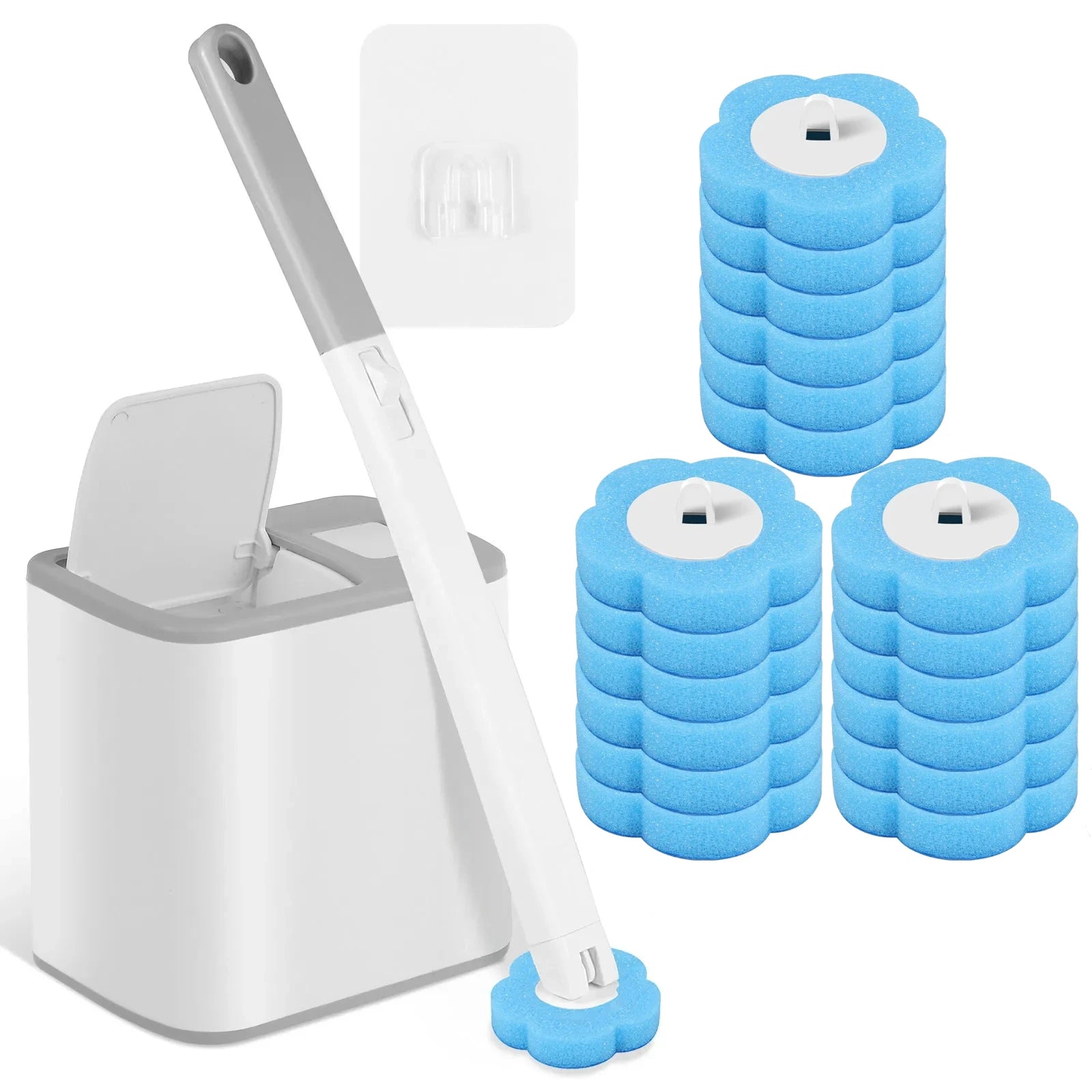 Cepillo de inodoro desechable con cabezal reemplazable, montado en la pared, con mango largo, herramientas de limpieza para inodoro, accesorios de baño WC
