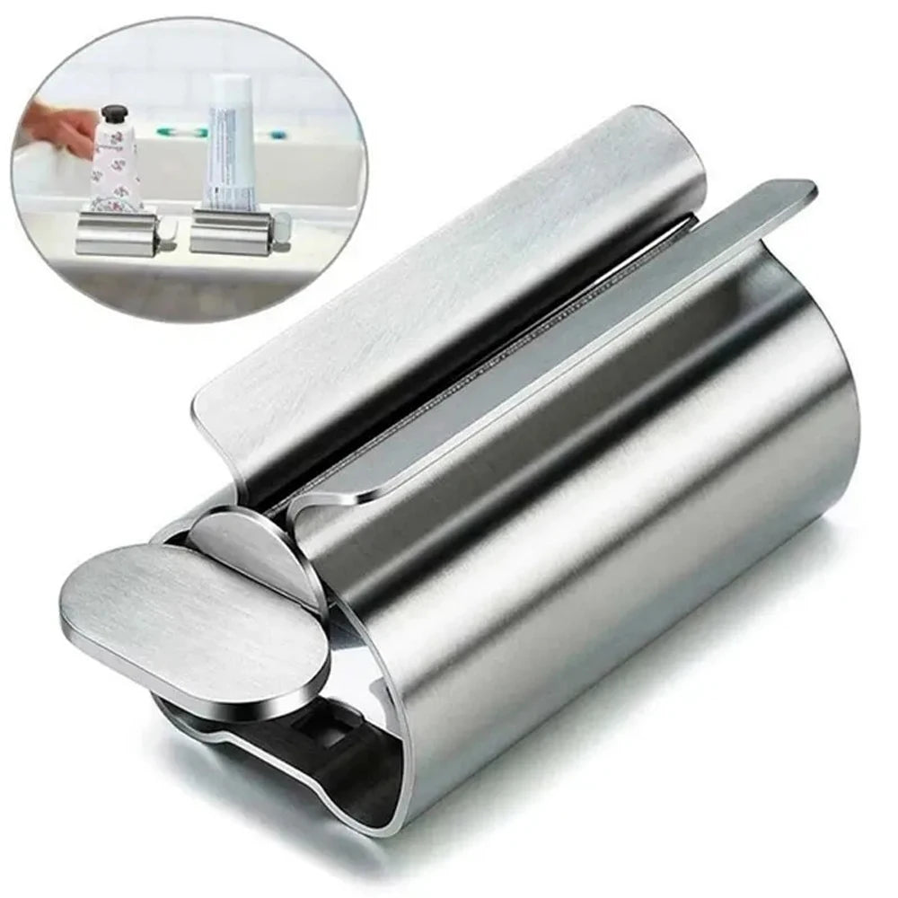 1/2PCS Exprimidor de Pasta de Dientes Rodillo para Tubos Rodillo de Acero Inoxidable Exprimidor Giratorio Dispensador para Cosméticos Accesorios de Baño