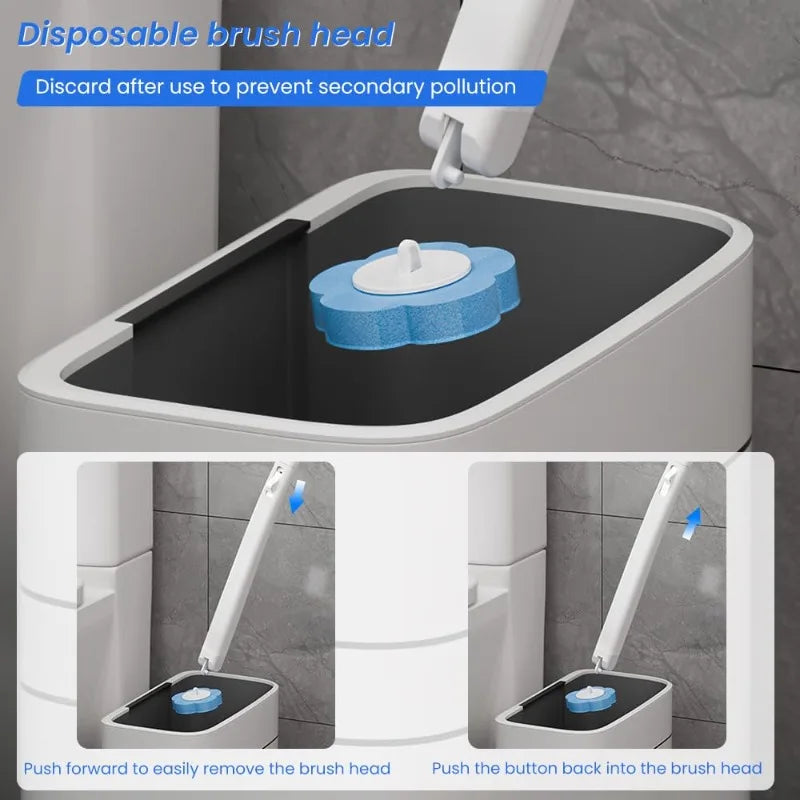 Cepillo de inodoro desechable con cabezal reemplazable, montado en la pared, con mango largo, herramientas de limpieza para inodoro, accesorios de baño WC