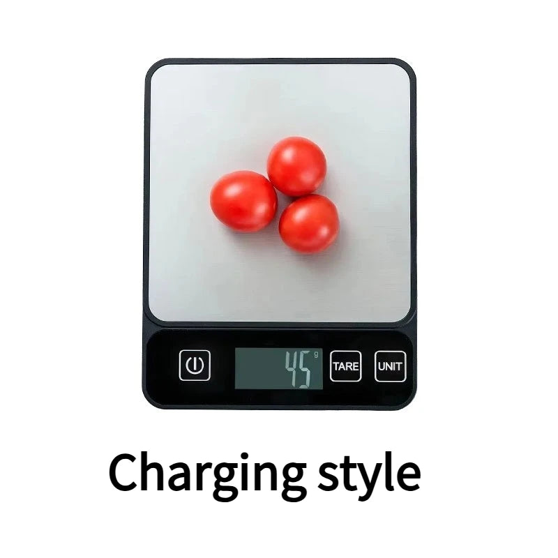 Báscula de alimentos de 10 kilogramos, báscula de cocina digital en gramos y onzas, báscula precisa de 1 g, fácil de limpiar, acero inoxidable