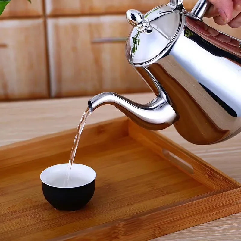 Tetera de acero inoxidable de 1.0L/1.5L/2.0L, con infusor extraíble para té de flores sueltas, tetera de café segura para estufa