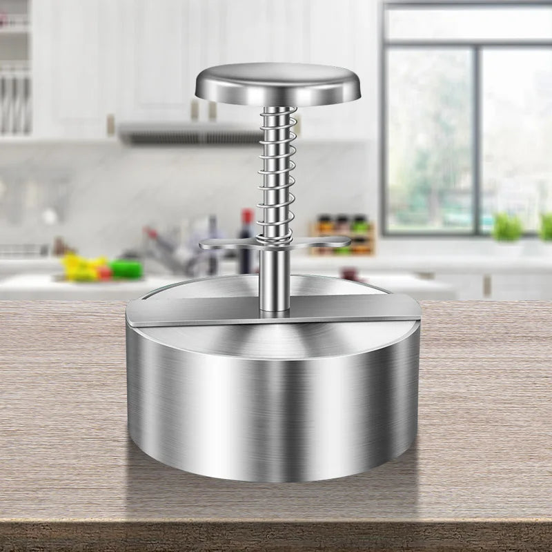 Prensa para Hamburguesas, Acero Inoxidable 304, Antiadherente, Molde Redondo Manual para Bolas de Arroz, Grosor Ajustable, Herramientas de Cocina para Carne de Res y BBQ