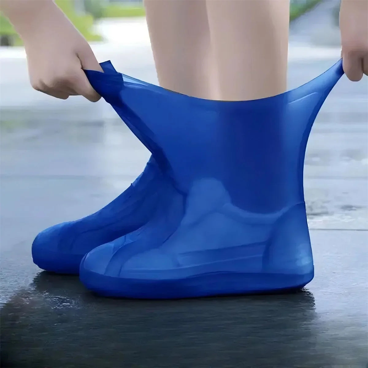 1 Par de Botas de Lluvia de Goma, Sobres de Zapatos para Uso al Aire Libre, Cubrezapatos Impermeables de Silicona, Cubrezapatos para Días Lluviosos, Reutilizables Antideslizantes
