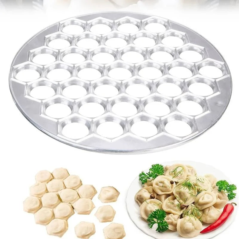 Molde para Dumplings DIY Molde para Raviolis Prensa para Dumplings Molde para Hacer Raviolis Molde de Aleación de Aluminio Sello Cortador de Raviolis con Bandeja y Prensa