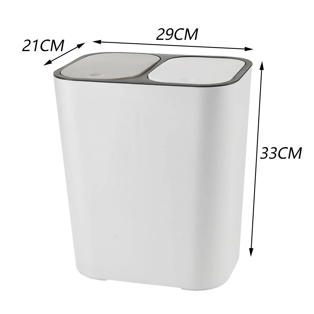 Cubo de basura de cocina de 15L Doble reciclaje 2 secciones Decoración del hogar Sala de estar Dormitorio Baño