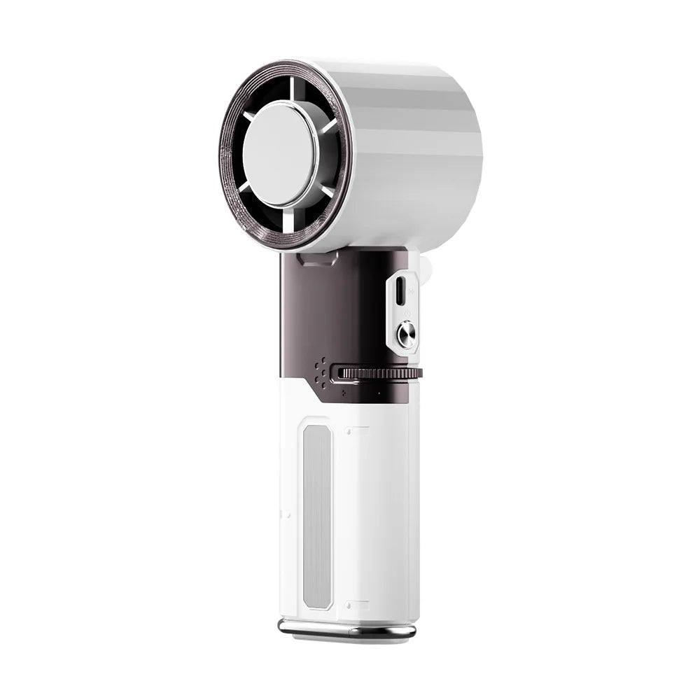 Ventilador portátil de mano con compresa de hielo, ventilador recargable USB de 6000 mAh, ventilador plegable con inclinación de 135° con cable incorporado tipo C