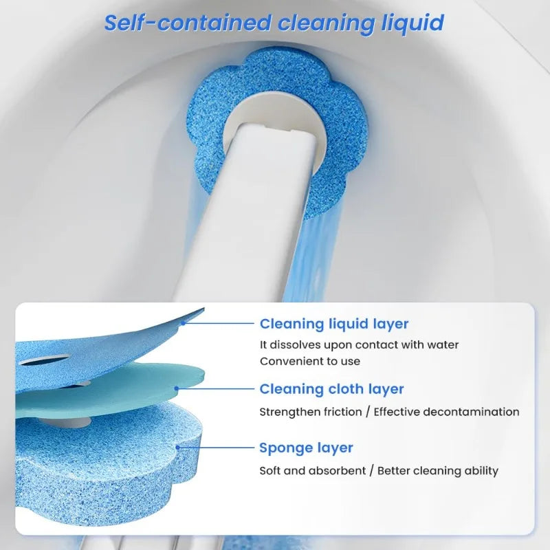Cepillo de inodoro desechable con cabezal reemplazable, montado en la pared, con mango largo, herramientas de limpieza para inodoro, accesorios de baño WC