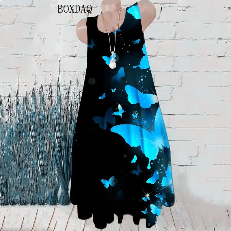 Vestido Playero Suelto de verano con Estampado Vibrante