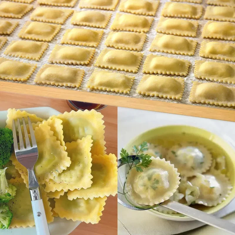 Molde para Dumplings DIY Molde para Raviolis Prensa para Dumplings Molde para Hacer Raviolis Molde de Aleación de Aluminio Sello Cortador de Raviolis con Bandeja y Prensa