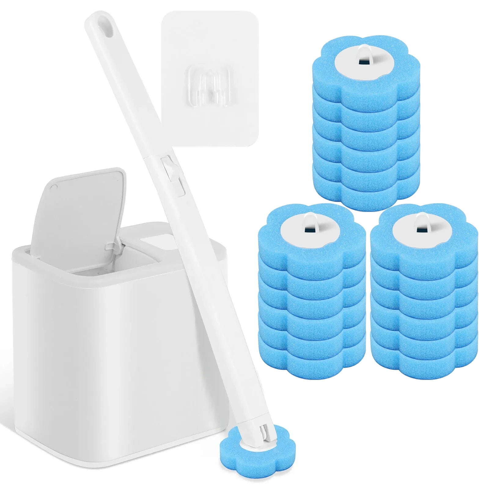 Cepillo de inodoro desechable con cabezal reemplazable, montado en la pared, con mango largo, herramientas de limpieza para inodoro, accesorios de baño WC
