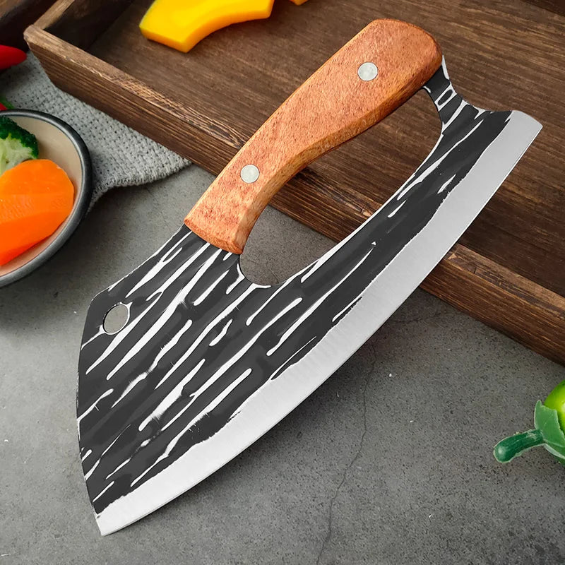 Cuchillo multiusos, cuchillo de carnicero, para picar verduras, pollo y pescado, filetear, cuchillos de cocina con mango de madera, cuchillo deshuesador, herramientas de chef