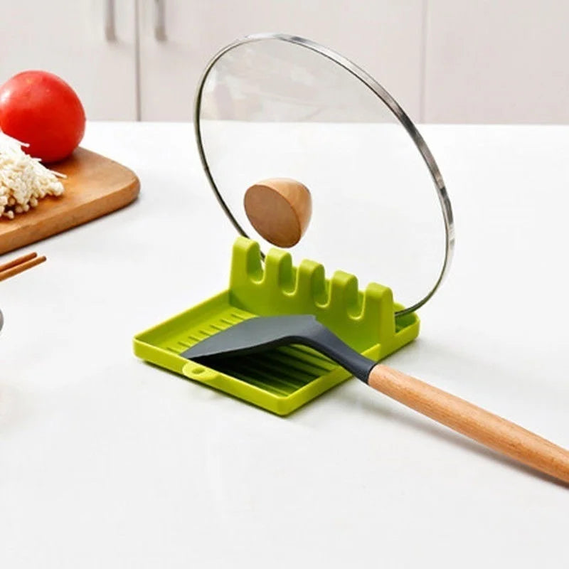 Soporte para cucharas de cocina, soporte para tenedores y espátulas, estante de almacenamiento, soporte para palillos de plástico, almohadilla antideslizante para cucharas, conveniente y práctico