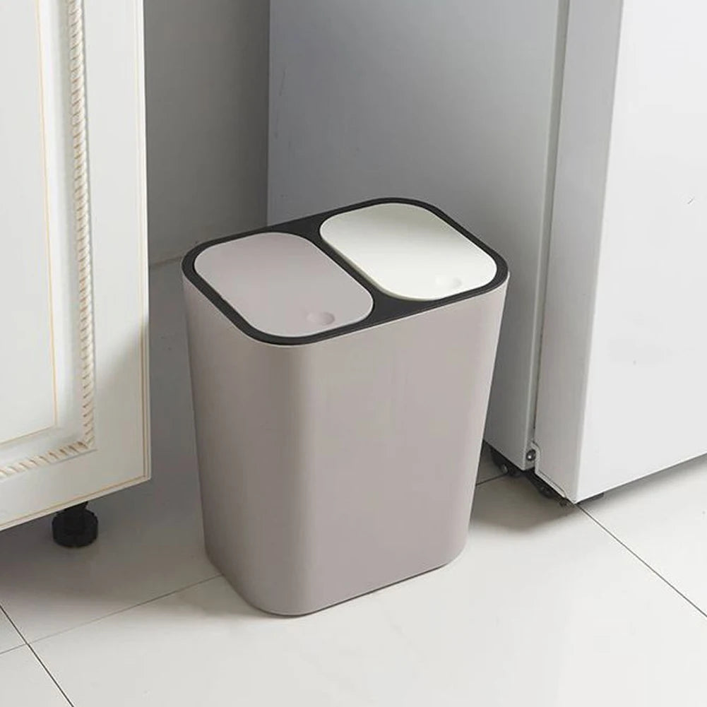 Cubo de basura de cocina de 15L Doble reciclaje 2 secciones Decoración del hogar Sala de estar Dormitorio Baño