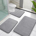 Juego de 3 piezas de alfombra de baño de espuma viscoelástica - Súper suave, absorbente, de secado rápido, antideslizante, alfombra de baño para bañera, ducha, tocador, base del inodoro, gris