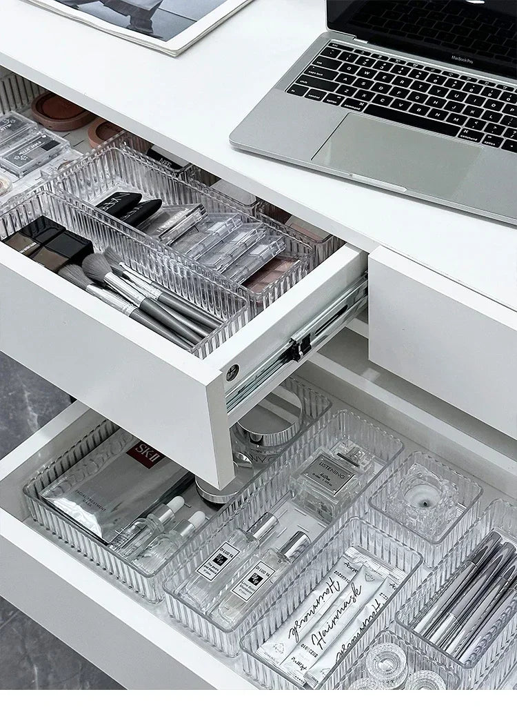 Organizador Modular de Cajones Transparente Bandejas de Almacenamiento Multiuso para Maquillaje, Tocador de Baño, Herramientas de Cocina y Organización de Cuidado de la Piel