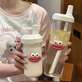 Botella de agua de plástico linda de 500/850ML con té de burbujas y popote de té con perlas para chicas, taza de agua de gran capacidad para estudiantes, café y jugo