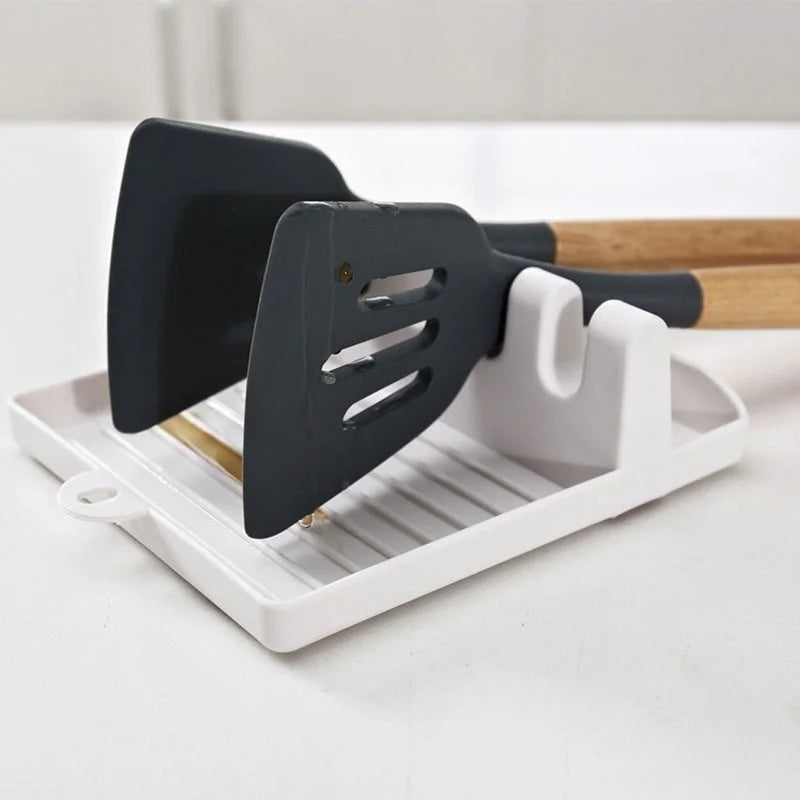 Soporte para cucharas de cocina, soporte para tenedores y espátulas, estante de almacenamiento, soporte para palillos de plástico, almohadilla antideslizante para cucharas, conveniente y práctico
