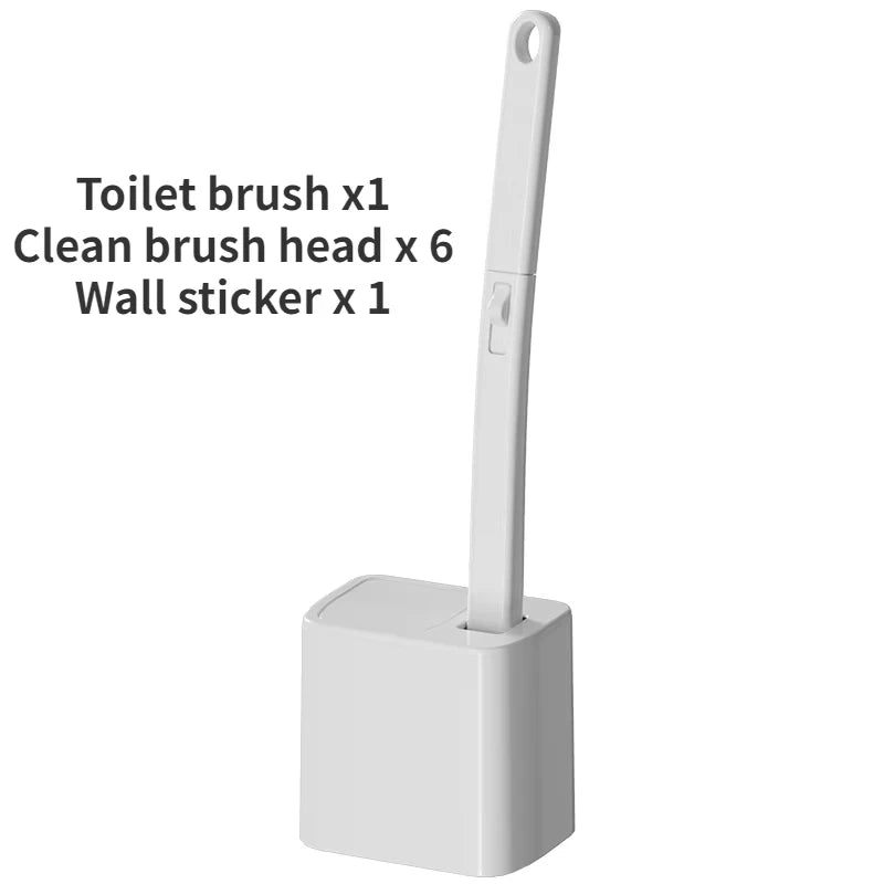 Cepillo de inodoro desechable con cabezal reemplazable, montado en la pared, con mango largo, herramientas de limpieza para inodoro, accesorios de baño WC