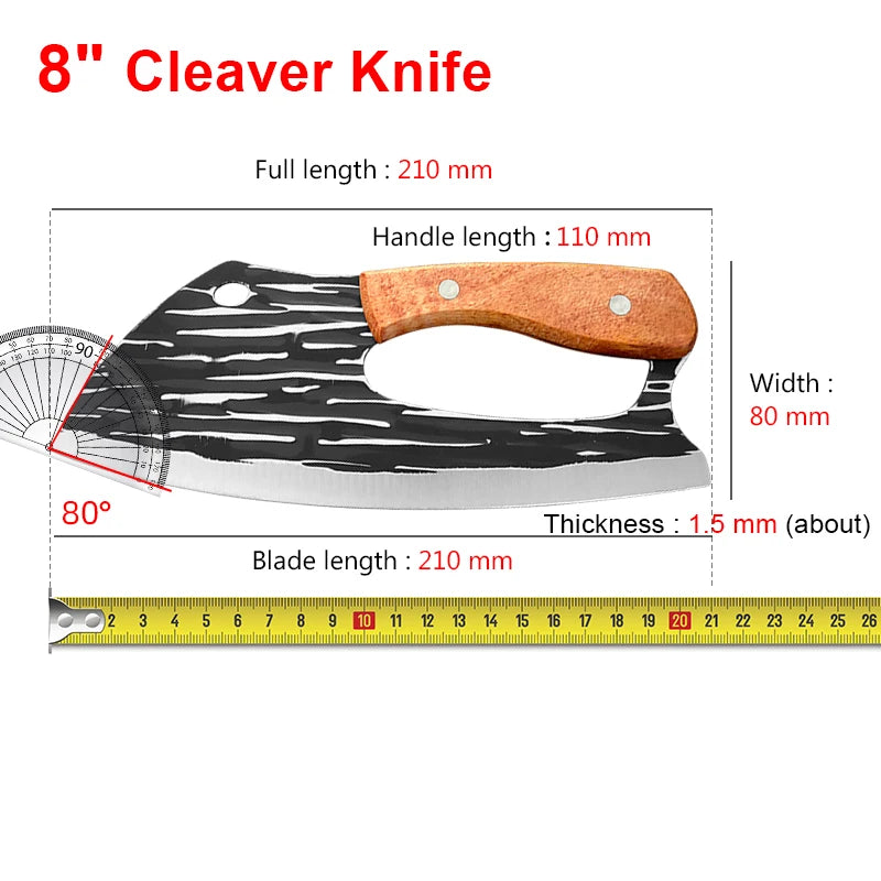 Cuchillo multiusos, cuchillo de carnicero, para picar verduras, pollo y pescado, filetear, cuchillos de cocina con mango de madera, cuchillo deshuesador, herramientas de chef