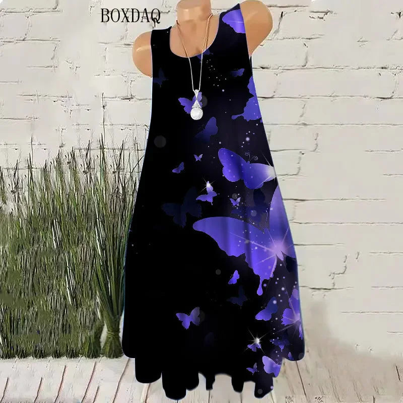 Vestido Playero Suelto de verano con Estampado Vibrante