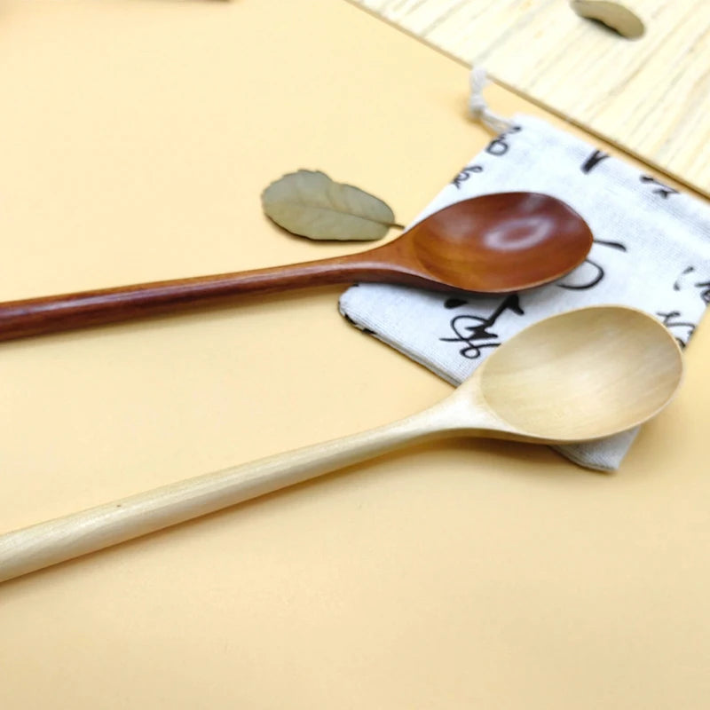 Cuchara de Madera de 1 Pieza Cuchara de Cocina de Bambú Estilo Coreano 9 Pulgadas Utensilios de Mesa de Madera Natural para Sopa Cuchara para Cocinar Miel Café Cuchara para Mezclar