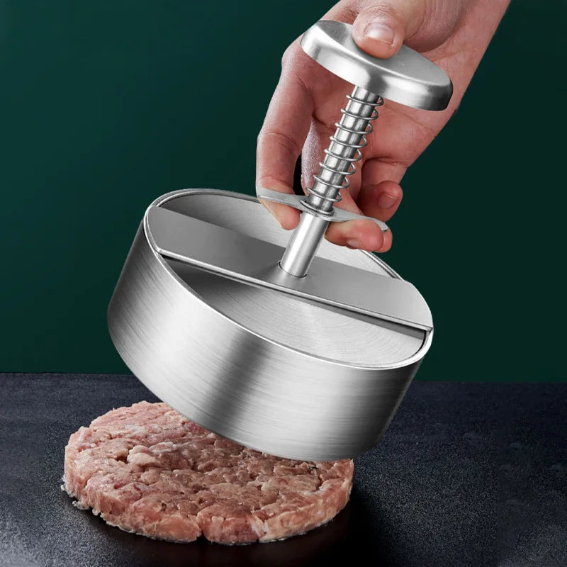 Prensa para Hamburguesas, Acero Inoxidable 304, Antiadherente, Molde Redondo Manual para Bolas de Arroz, Grosor Ajustable, Herramientas de Cocina para Carne de Res y BBQ