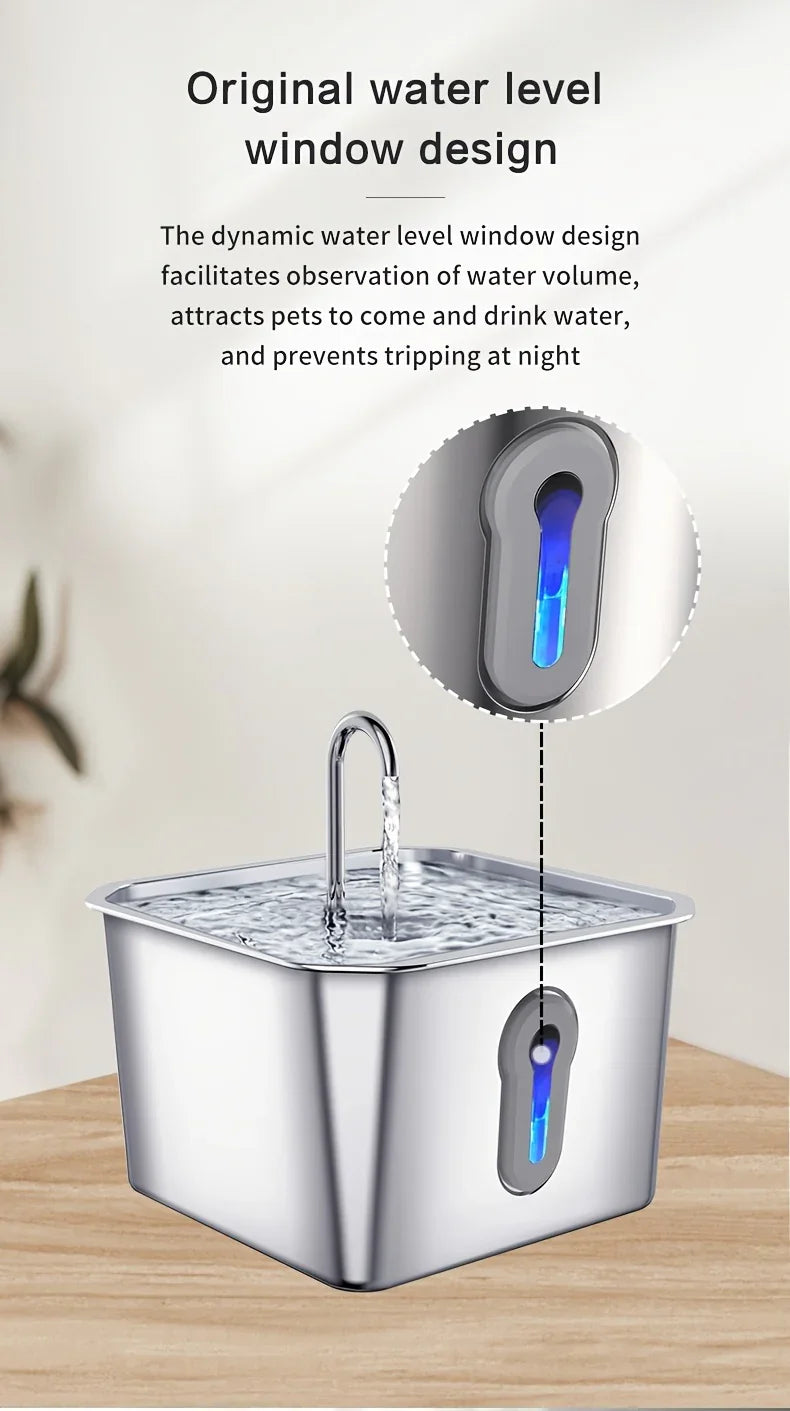 Fuente de Agua Acero Inoxidable para Gatos